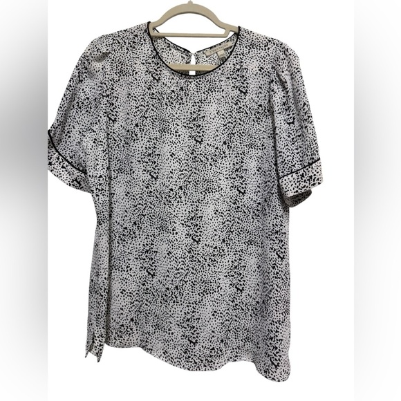 41 Hawthorn Tops - 41 Hawthorn Black & White Speckled Short Sleeve Blouse Size L